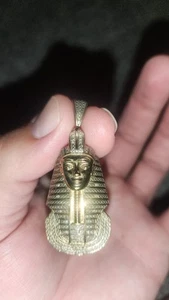 Pharoah Pendant 14k Plated GOLD 1/10th Carat Natural Diamonds - Picture 1 of 6
