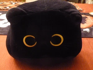 Schwarze Katze weiches quetschbares Spielzeug/Kissen, 8 Zoll groß, bestickte Augen, Nase & Schnurrhaare - Bild 1 von 8