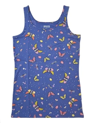 Tanque feminino Duluth Trading Company sem ianque alça larga/padrão borboleta tamanho pequeno - Imagem 1 de 4