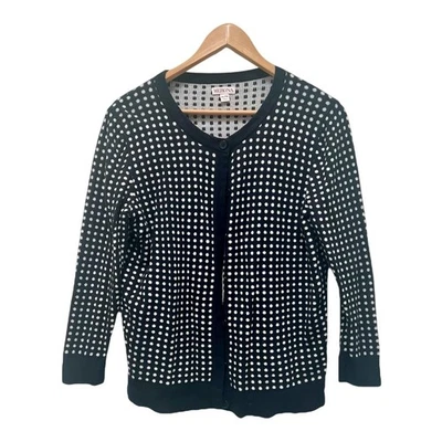 Cárdigan suéter Merona para mujer XL/TG negro blanco lunares botón tejido frontal Foto 1 de 4