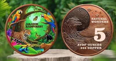 5 oz Copper Amazon Rainforest Round – .999 Fine Natural Wonders Collectible - Image 1 of 3