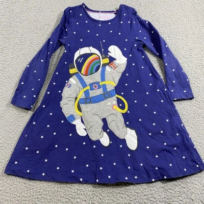Vestido Mini Boden Niñas 6-7 años Azul Astronauta Estrella Espacial Estampado Manga Larga Algodón Foto 1 de 4