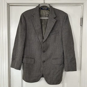 VTG Brooks Brothers Herringbone Tweed Blazer 40R Gray Wool Brooksgate Preppy VGC - Picture 1 of 15