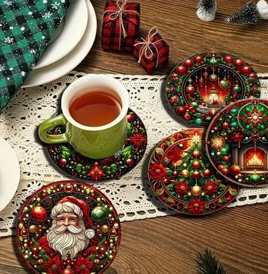 AZURAA Set sottobicchieri a tema natalizio | tappetini per bevande festive | decorazione tavola natalizia regalo Regno Unito