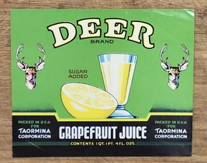 ADVERTISING Label Can Deer Brand Taormina Donna Texas Grapefruit Juice - Picture 1 of 1