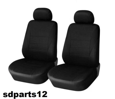 Coppia Coprisedili Neri In Tessuto Traspirante Per Dacia Renault Peugeot - Immagine 1 di 4