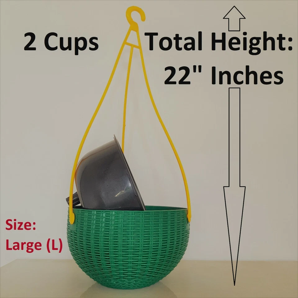 Macetas Colgantes con Cesta Interior Extra - Plástico Resina Ratán Interior Exterior Foto 1 de 4