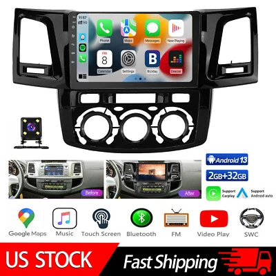 9" For Toyota Fortuner Hilux 2005-2014 Android Carplay Car Stereo Radio GPS Navi Foto 1 de 4