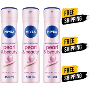 3 x NIVEA Pearl & Beauty Anti-Perspirant Deodorant Spray 150ml Women's Deodorant - Picture 1 of 6
