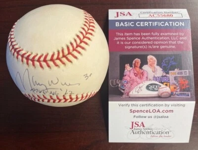 Maury Wills Single Signed OML Ball Certificate of Authenticity by JSA CM 770 - Image 1 of 4