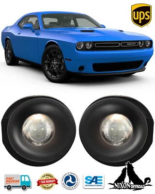 Pair Bumper Fog Lights For 2015-2022 Dodge Challenger Driving Lamps w/Wiring Kit - Image 1 of 4