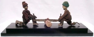 Two sawyers from an extraordinary collection of hand carved figures. - Picture 1 of 8