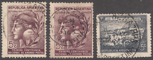 1943 Argentina SC# 514-516 - Liberty Head - 3 Different Stamps - Used