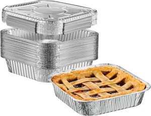 25 Sets 8-Inch Square Foil Pans with Lids - Disposable Food Containers Aluminum - Picture 1 of 7