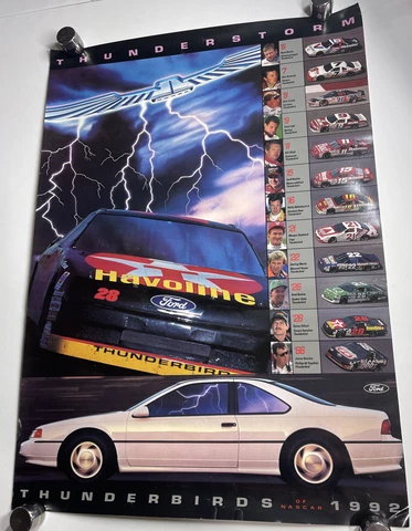 Thunderbirds 1992 Racing Thunderstorm Havoline Racing Poster 20x28” NASCAR Ford Cover