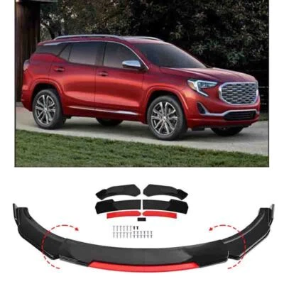 For GMC Terrain Front Bumper Lip Spoiler Splitter Diffuser Glossy Black + Red - Image 1 of 4