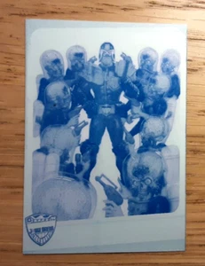 Mars attacks CYAN printing plate card 3 DON'T MESS WITH DREDD - Picture 1 of 2