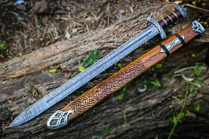 Custom Handmade Damascus Steel Norseman Battle Ready Viking Sword Nordic Sword - Picture 1 of 5