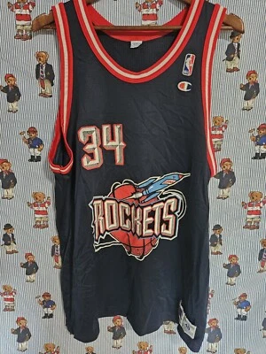 Vintage Houston Rockets Hakeem Olajuwon Champion Jersey 48 Large Made In USA - Image 1 of 4