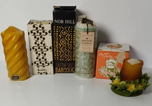 Lot of 3 vintage Candles Pillar Hallmark Rope Kameyama Paragon Tulip org. Boxes - Picture 1 of 17