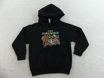 Sudadera con Capucha Super Mario Niños Pequeña Negra Pullover Jerzees Mapa Gráfico Foto 1 de 4