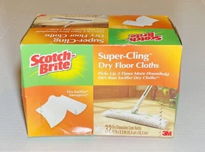 Scotch-Brite Super-Cling Dry Floor Cloths 32 Cloths NEW IN BOX  Hard to Find!