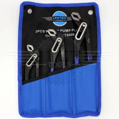 BOX JOINT WATER PUMP PLIERS SET 200 250 & 300mm  8 10 & 12in 2267 +case - Image 1 of 4