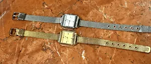 GENEVA PLATINUM LADIES WATCHES LOT 2 RHINESTONES GOLD SILVER MESH BUCKLE VINTAGE - Picture 1 of 13