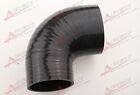 3.5" To 2.5" (89-63.5mm) 3 Ply 90 Degree Turbo Silicone Coupler Hose Pipe Black