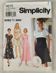 Vintage 90s Simplicity Pattern 9675 Dress Modest Pullover Easy 12 14 16 Uncut - Picture 1 of 3