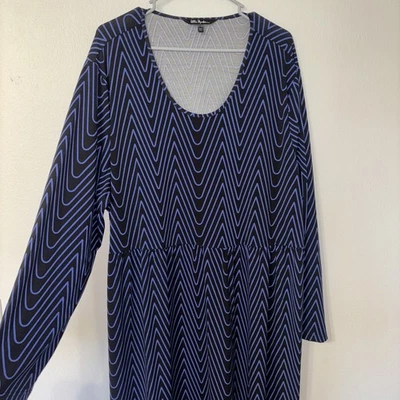 Vestido Ulla Popken Max para mujer talla grande 24/26 azul/negro geométrico manga larga Foto 1 de 4