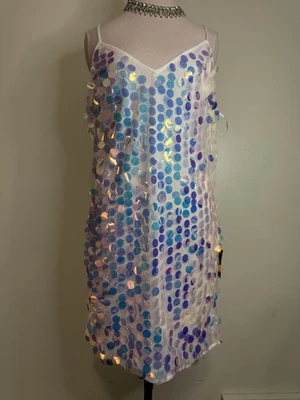 Vestido Lulu's Blanco con Lentejuelas Iridiscentes Nuevo con Etiquetas en Talla XL Foto 1 de 4