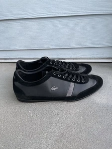 Men's LACOSTE Misano Black Leather Suede Shoes Sneakers Size 13 / 22-LCR - Picture 1 of 13