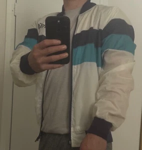Vintage Atlantic Sportswear Bermuda weiß blau transluzent Zip Jacke 90er selten - Bild 1 von 9
