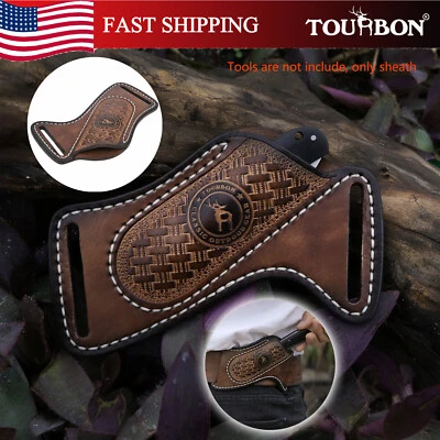 TOURBON Leather Tool Belt Holster Pocket Folding Knife Blade Sheath EDC Carry US - Image 1 of 4