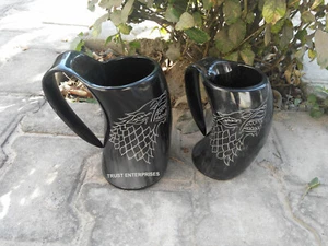Set of Two Viking Drinking Mug Cups Ale Beer Wine Goblet Tankard Drinking Mug - Picture 1 of 3