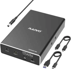MAIWO K25272C 2 Bay USB-C to SATA External HardDrive Enclosure for 2.5" SATA HDD - Photo 1/9