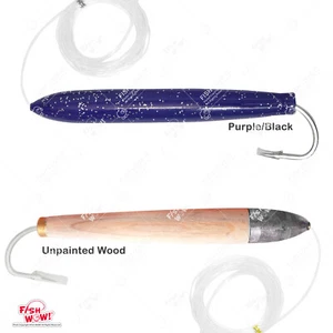 2pz Spine Cedro Pesca 6" Rig Tonno Mahi Trolling Legno Esca Viola Nero Natura - Foto 1 di 8