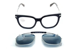 VUARNET POLARIZED 1407 0001 50mm Square Eyeglasses CLIP ON SUNGLASSES BLACK GREY - Picture 1 of 18