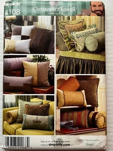 Pattern Simplicity 4108, Christopher Lowell throw pillows, cushions, bolsters - Picture 1 of 2