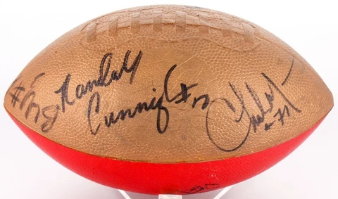 Foam Mini-Football Signed by(6)with Boomer, Cunningham, Chris Spielman, Rathman Cover