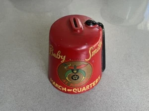 March Of Quarters Shriners Baby Smiles Al Koran Metal Bank Red Hat - Picture 1 of 6