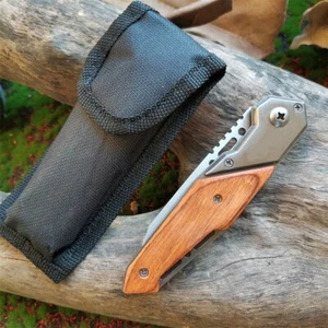 Multi-purpose stainless steel portable wooden handle survival defense tool EDC - Picture 1 of 5