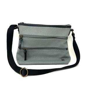 The Sak Triple Zip Crossbody Shoulder Bag Gray Black Trim & Interior Nylon Strap - Picture 1 of 11