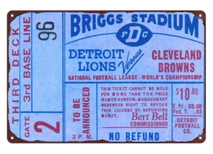 1957 football Championship Game Ticket Stub tin sign Lions vs - Picture 1 of 1