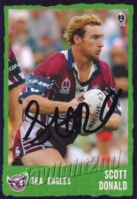 ✺Signed✺ 2004 MANLY SEA EAGLES NRL Card SCOTT DONALD Daily Telegraph