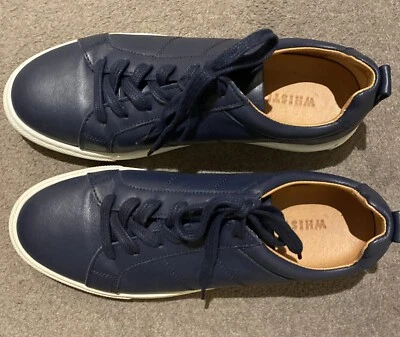 Whistles Blue leather 'Koki' trainers, size 40, Worn Once - Image 1 of 4