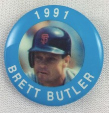 MLB 1991 MLBPA Photo Button Pin - San Francisco Giants - Brett Butler