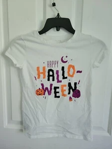 Cat & Jack Girls Happy Halloween Short Sleeve Tee Size Medium 7/8 - Picture 1 of 5