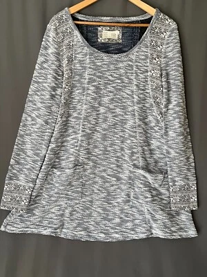 Vestido Suéter Saturday Sunday by Anthropologie M Suave Texturado Azul Paisley Foto 1 de 3